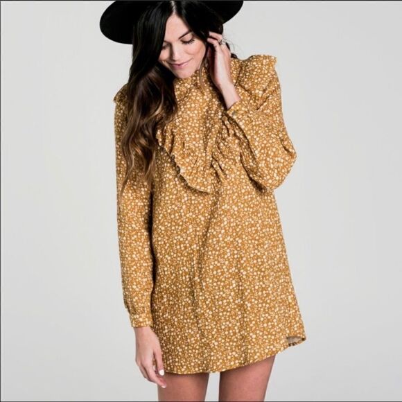 Rylee + Cru Marigold Ruffle V MINI Dress - Picture 1 of 13